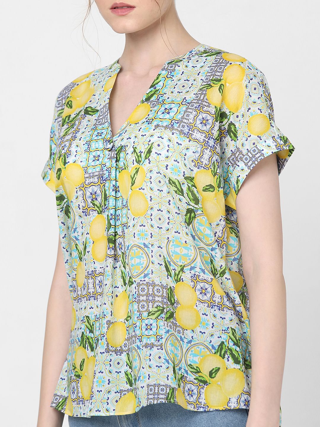 Yellow Lemon Printed Top