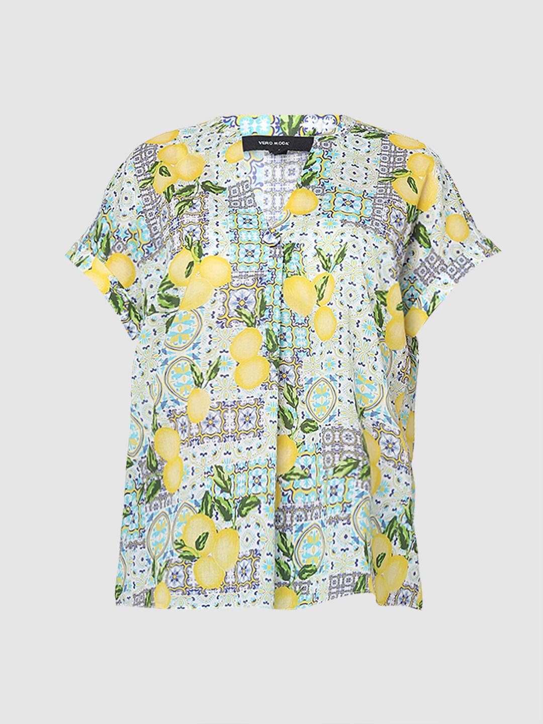 Yellow Lemon Printed Top