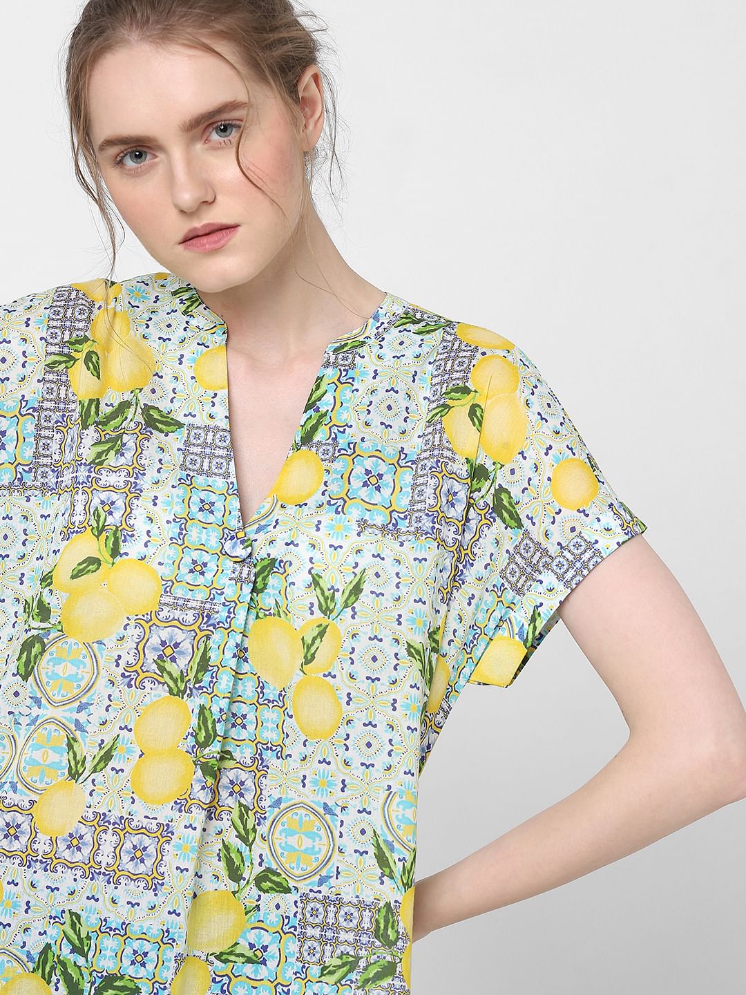 Yellow Lemon Printed Top