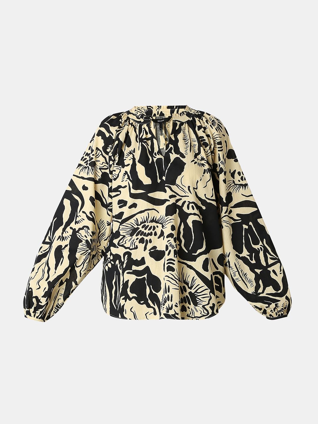 Beige Abstract Print Top