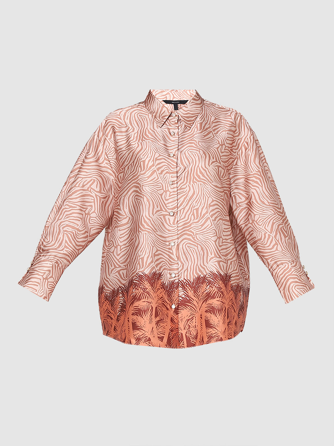 Orange Printed Co-Ord Set Shirt