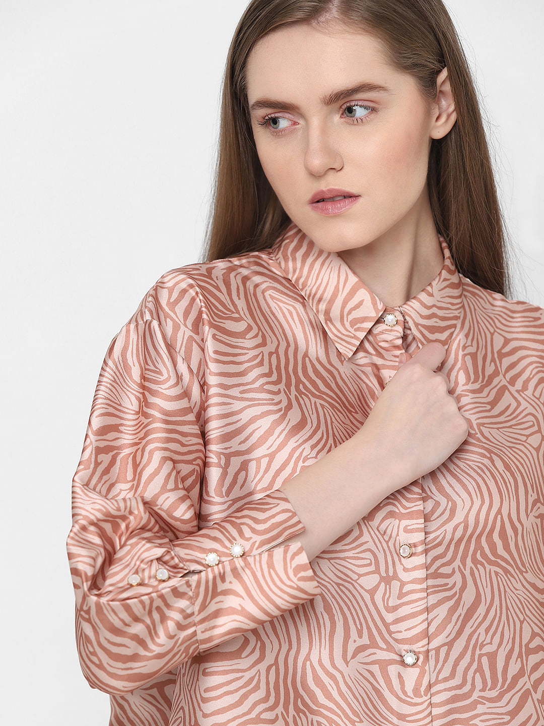 Orange Printed Co-Ord Set Shirt