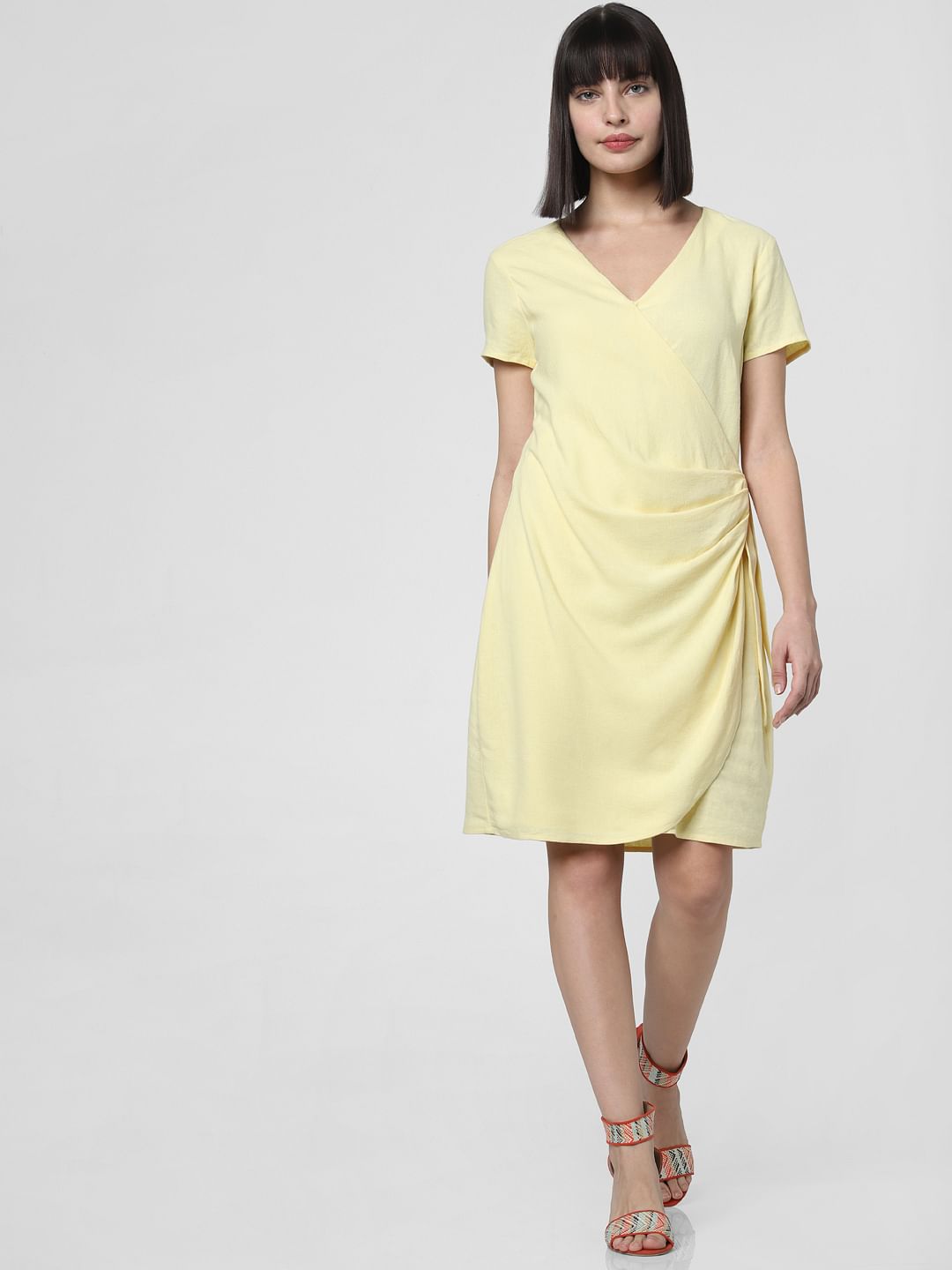 Lemon Yellow Knot Shift Dress