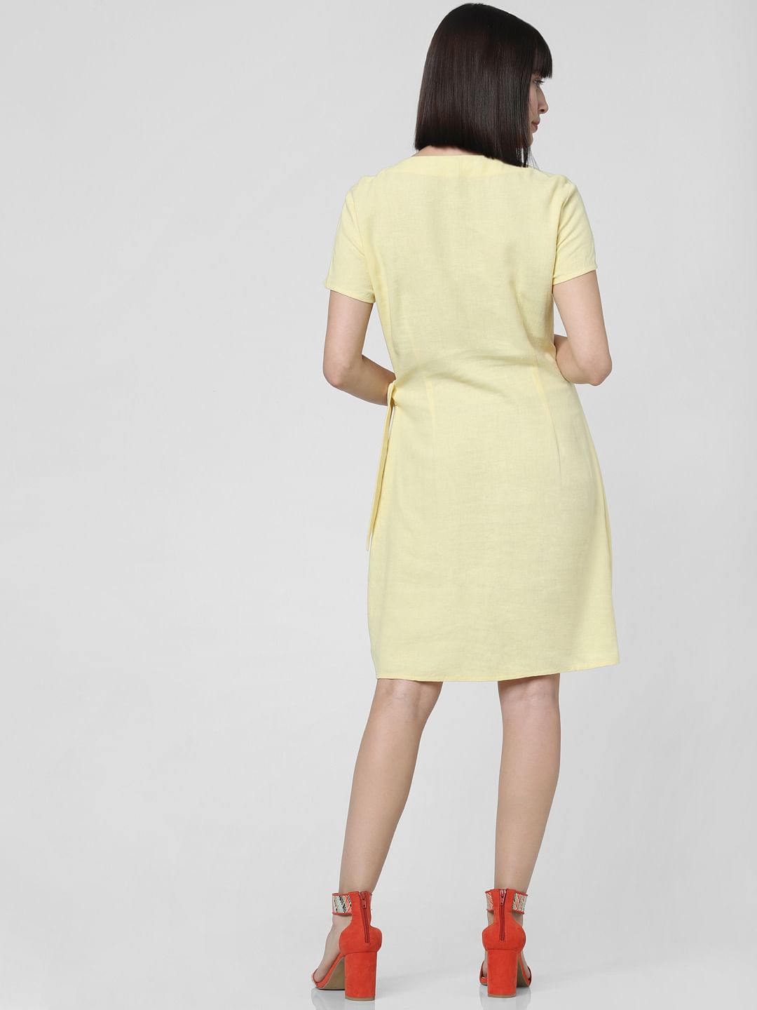 Lemon Yellow Knot Shift Dress