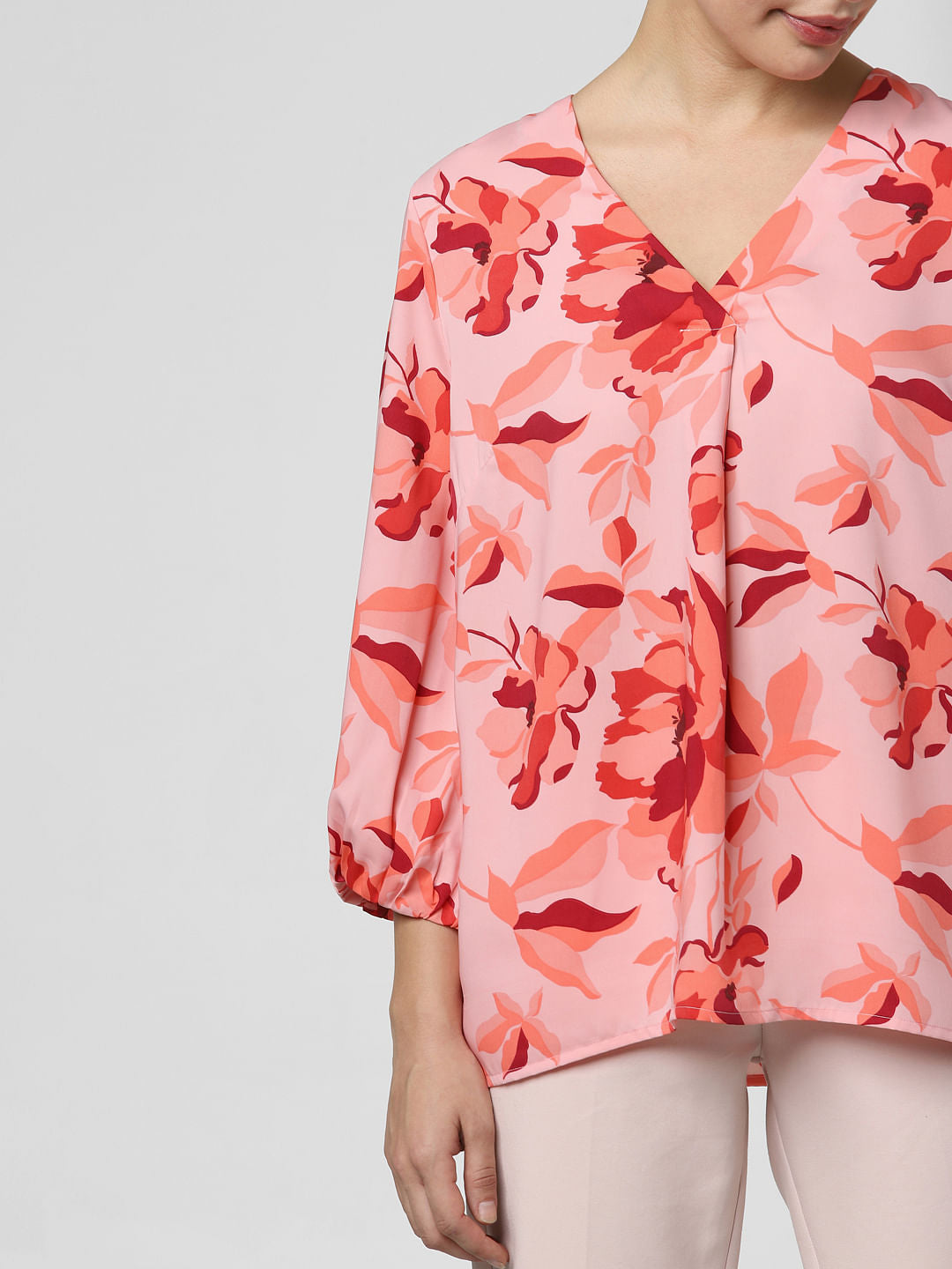 Pink Floral Print Top