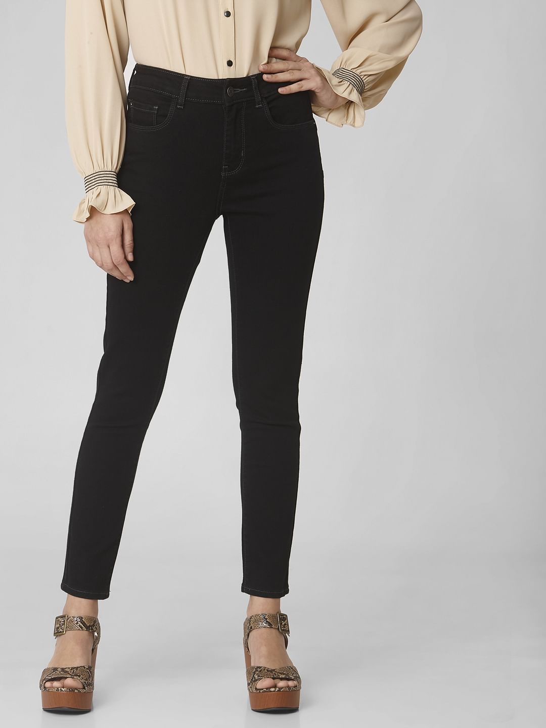 Black Mid Rise Skinny Fit Jeans
