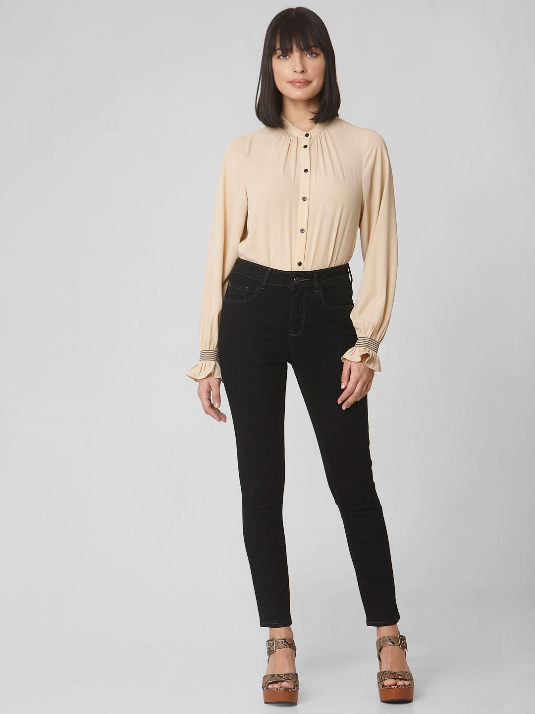 Black Mid Rise Skinny Fit Jeans