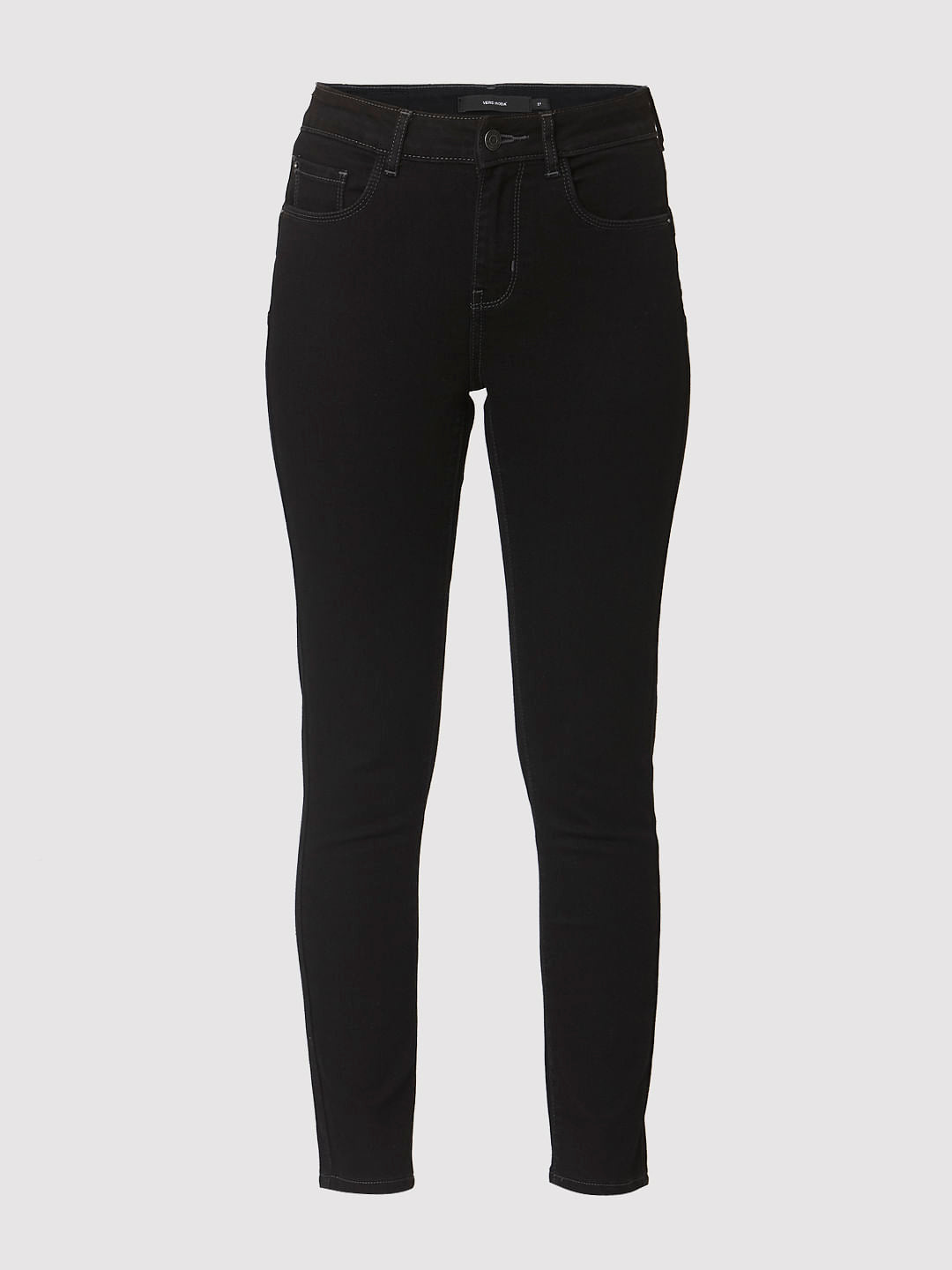 Black Mid Rise Skinny Fit Jeans