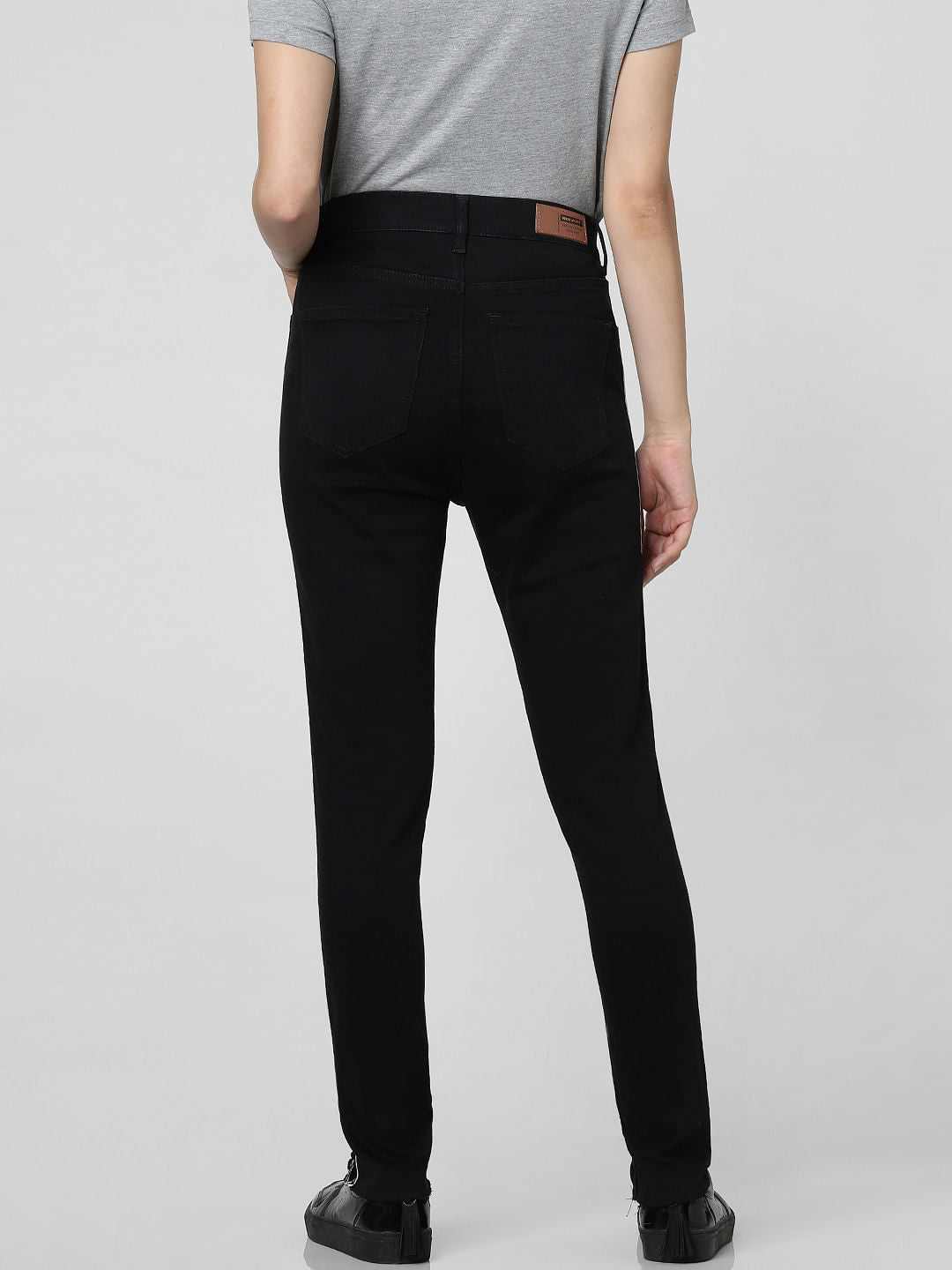 Black High Rise Tape Detail Skinny Fit Jeans