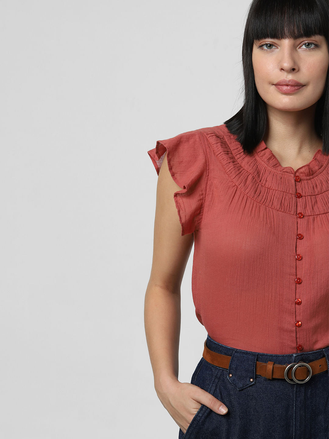 Rust Ruffle Top