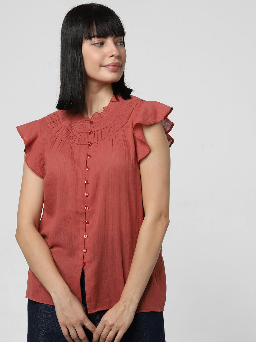 Rust Ruffle Top