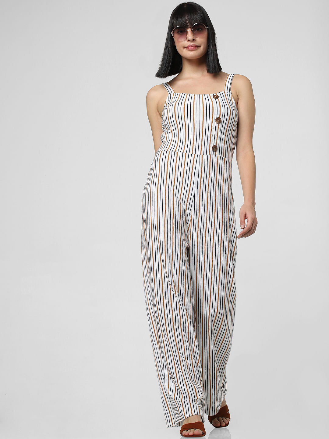 White Striped Jumpsuit