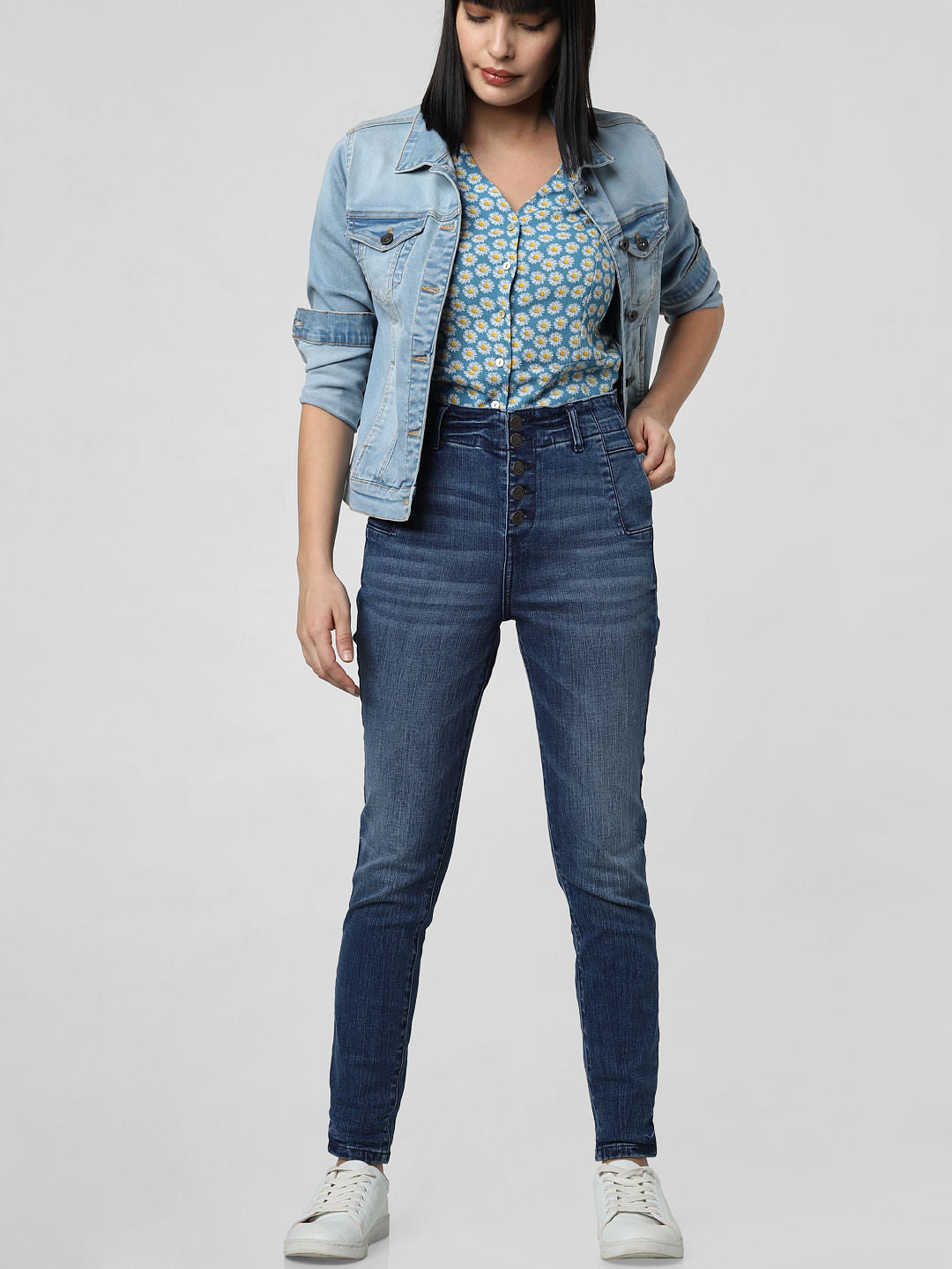 Blue High Rise Skinny Fit Jeans
