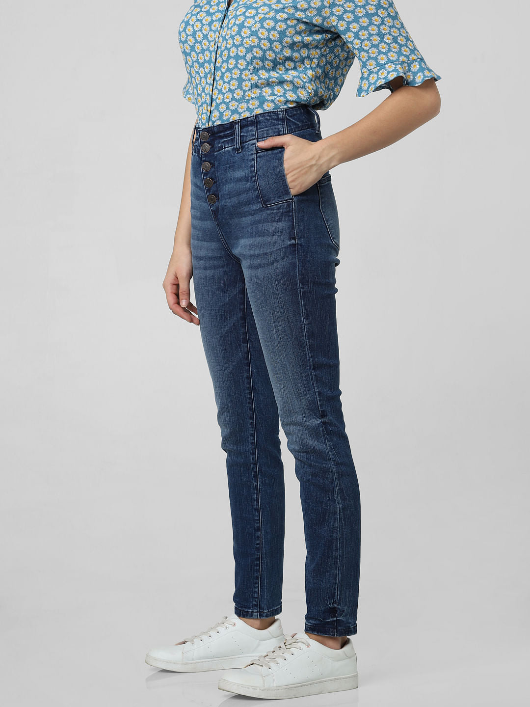 Blue High Rise Skinny Fit Jeans