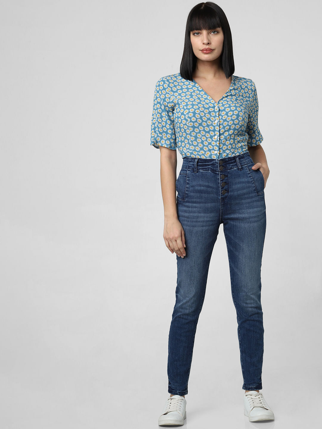 Blue High Rise Skinny Fit Jeans