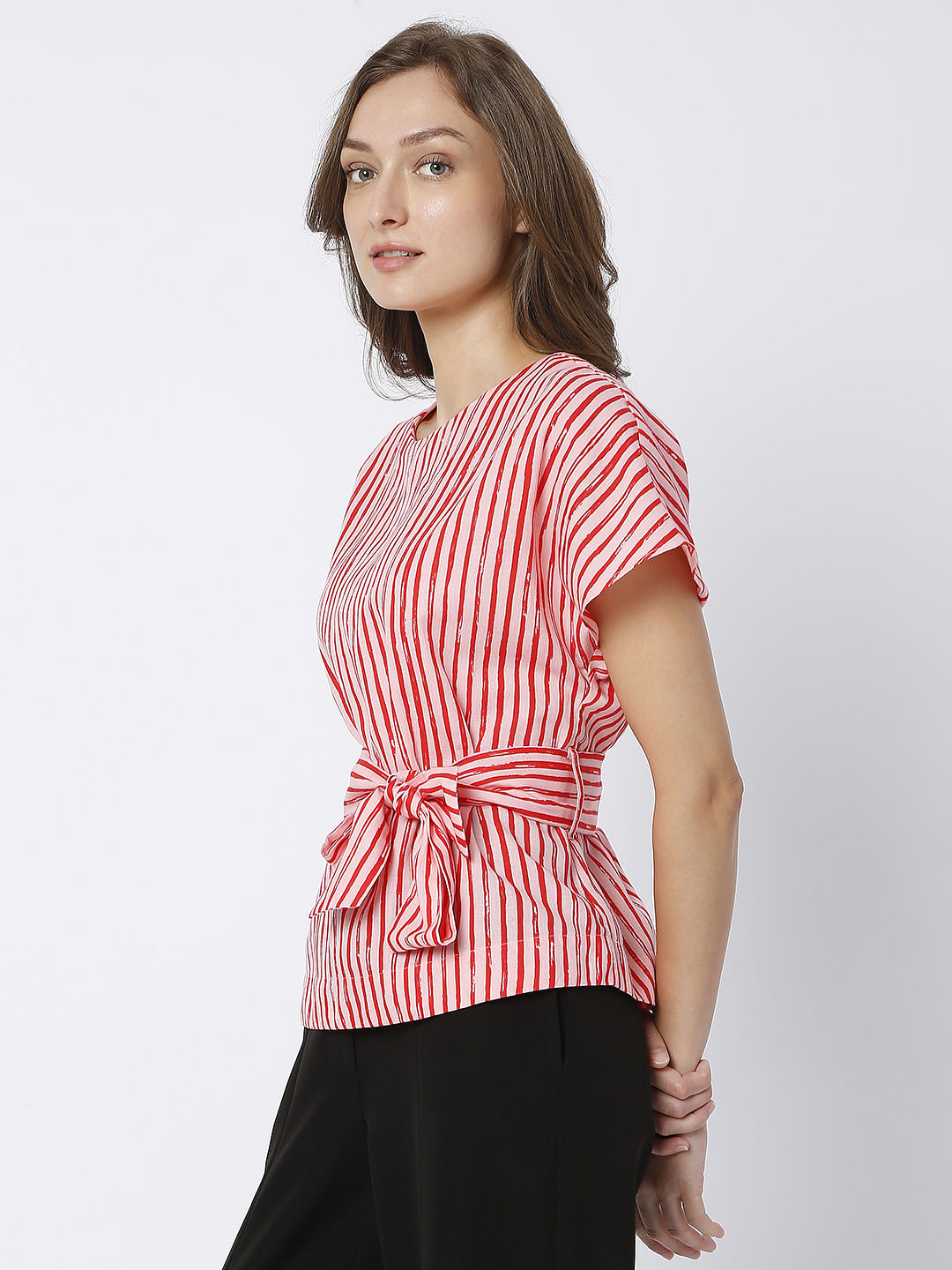 Pink Striped Linen Top