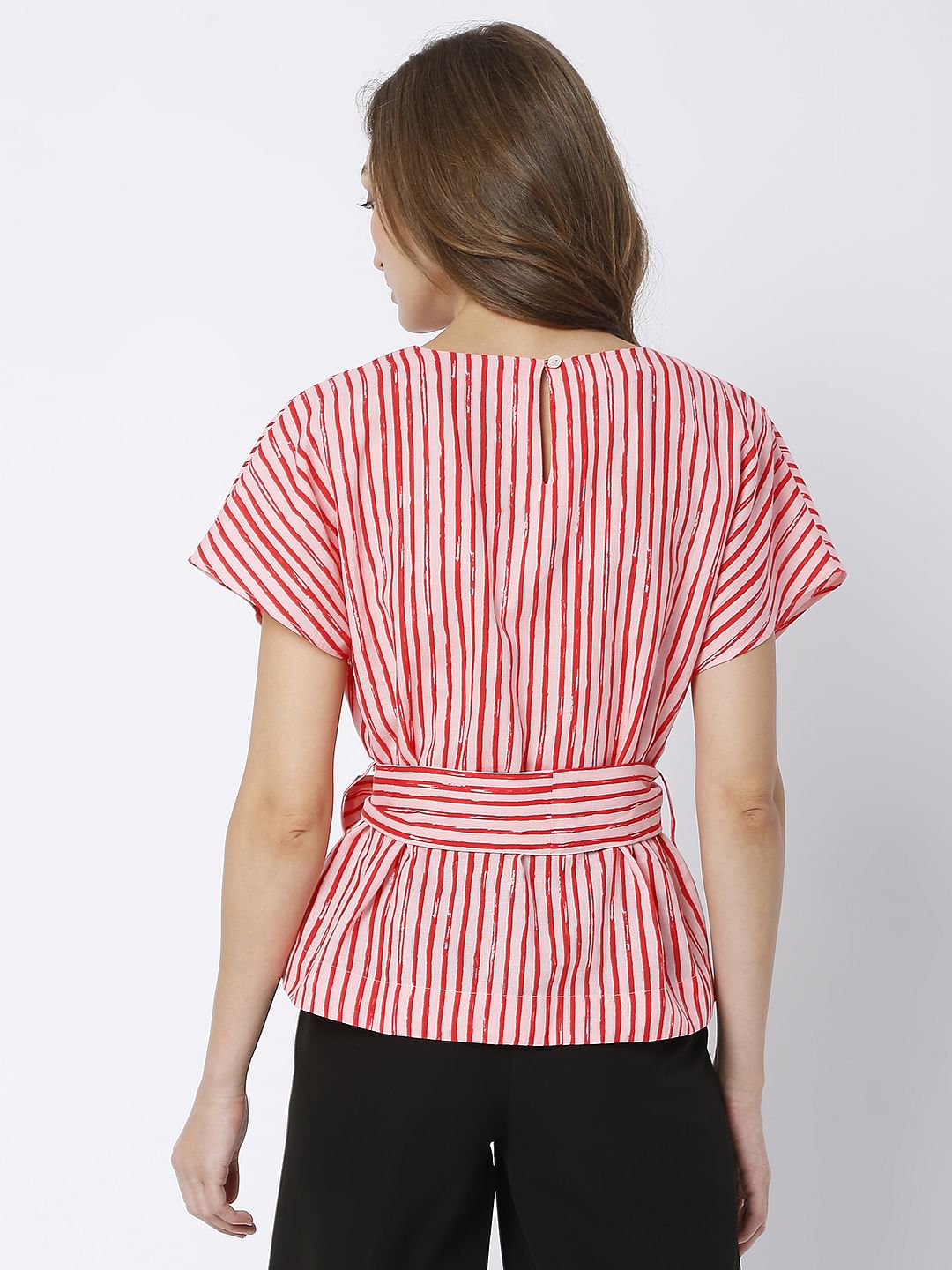 Pink Striped Linen Top