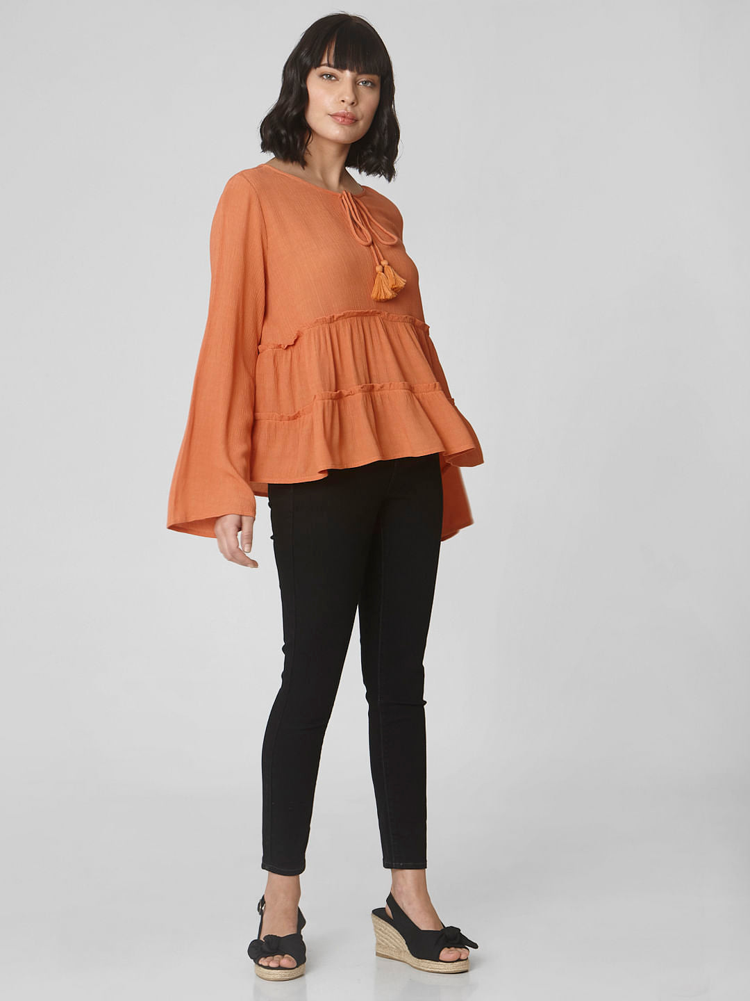 Light Orange Tiered Flared Top