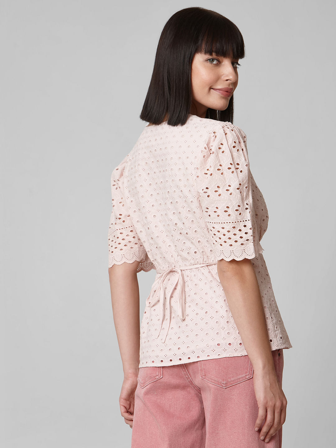 Pink Schiffli Embroidered Top