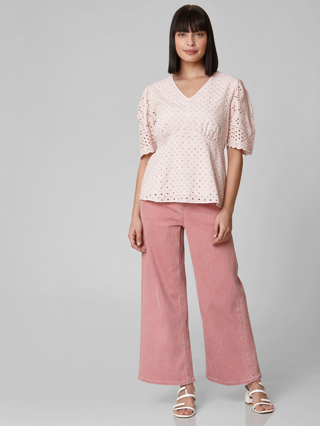 Pink Schiffli Embroidered Top