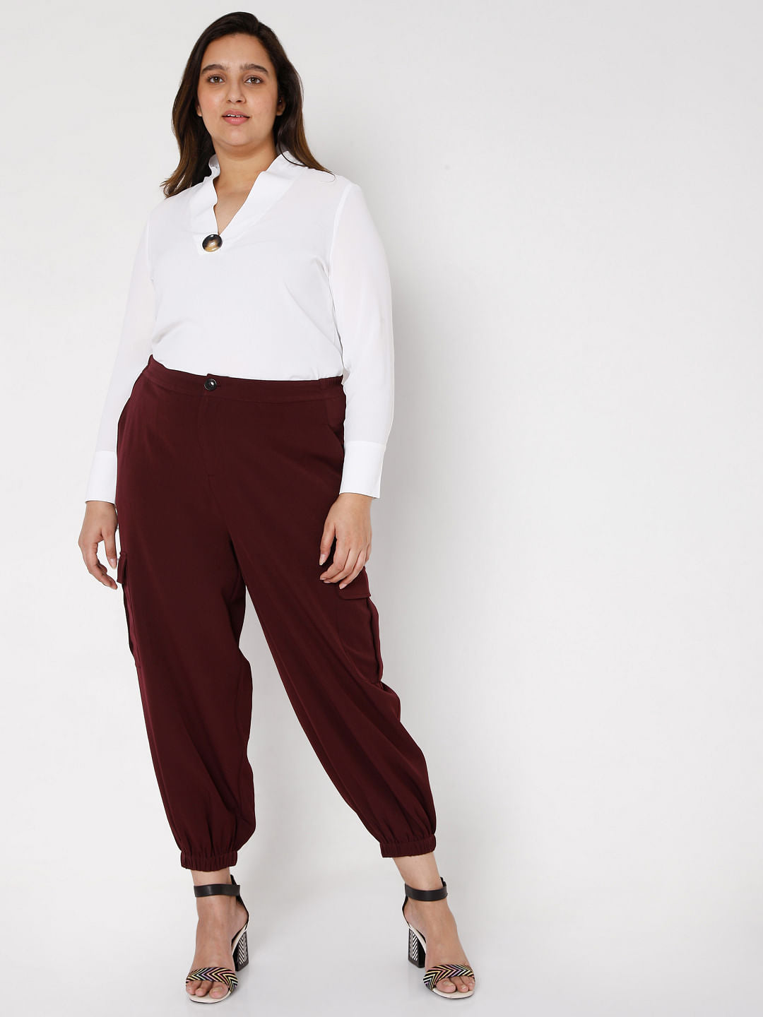 Curve Maroon Cargo Pants