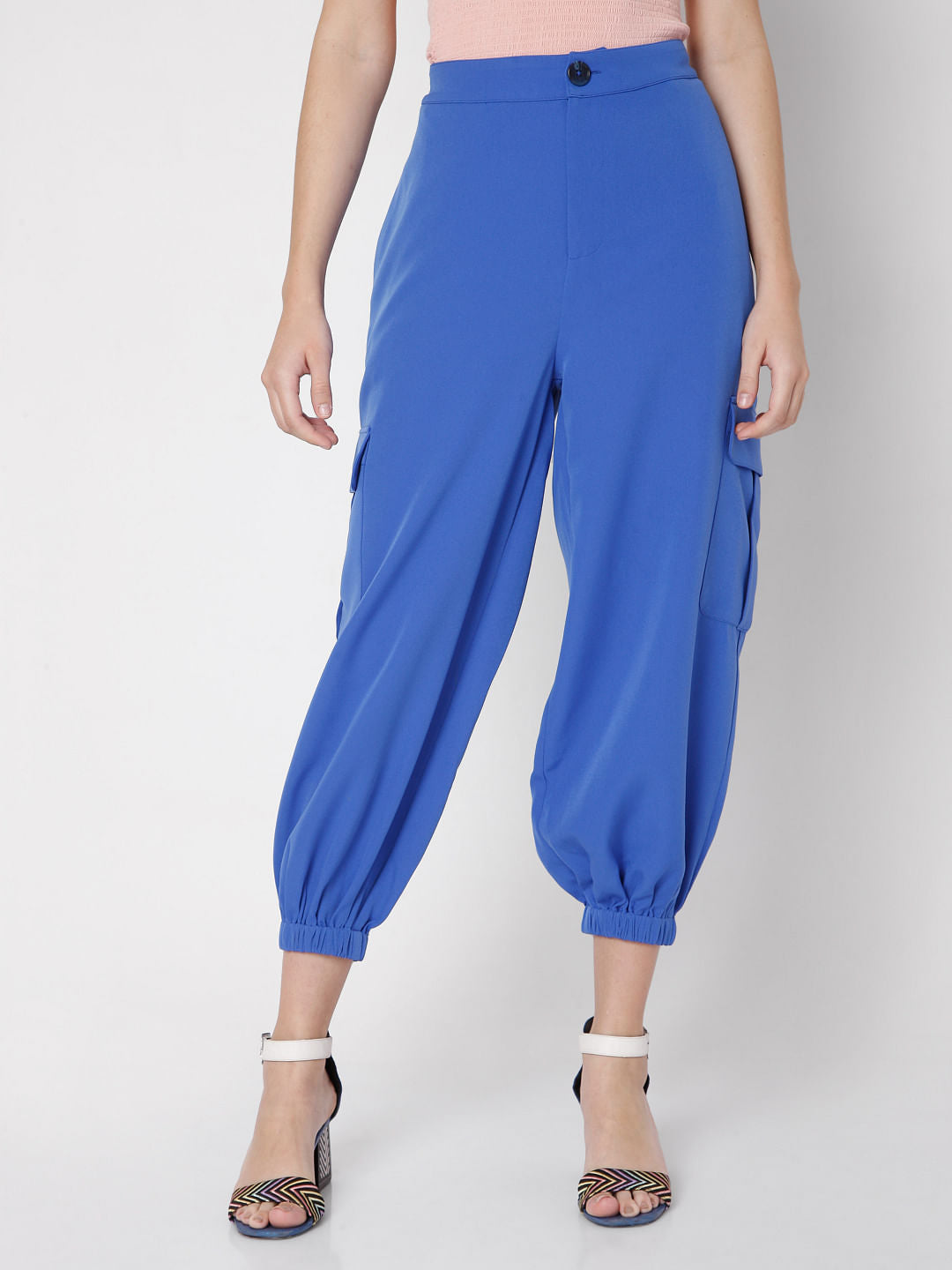 Blue High Rise Jogger Pants