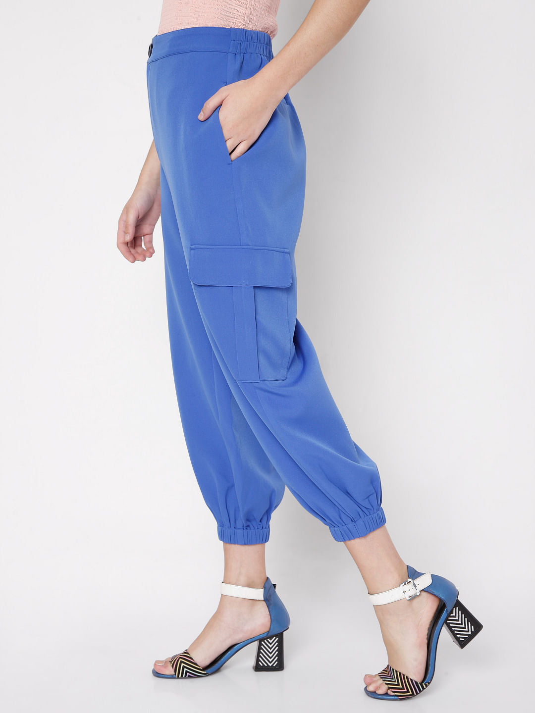 Blue High Rise Jogger Pants
