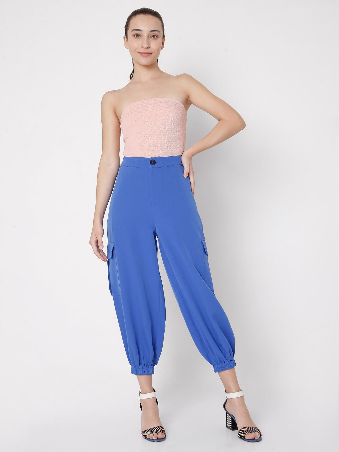 Blue High Rise Jogger Pants