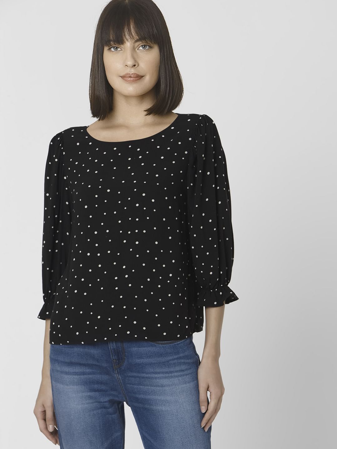 Black Polka Dot Top