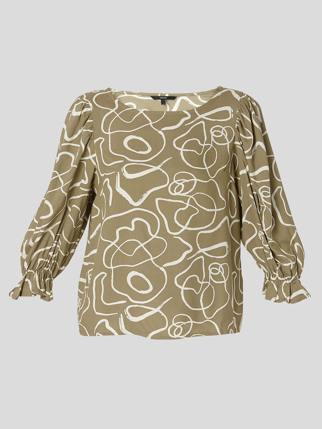 Green Abstract Print Top