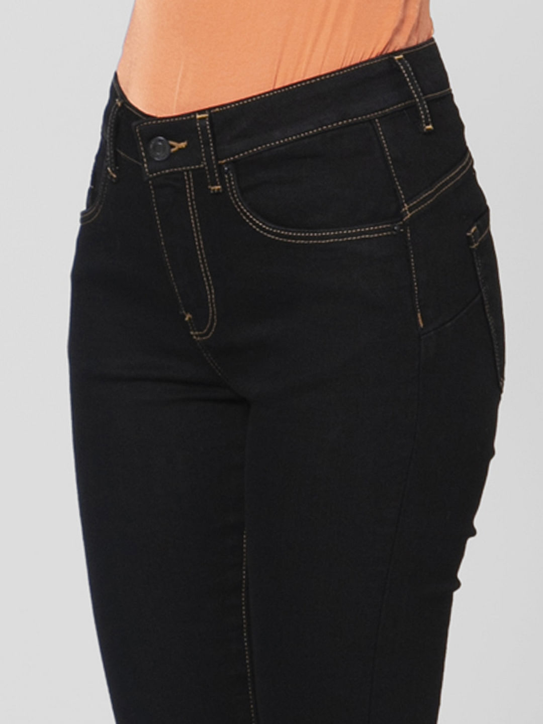 Black Mid Rise Skinny Jeans
