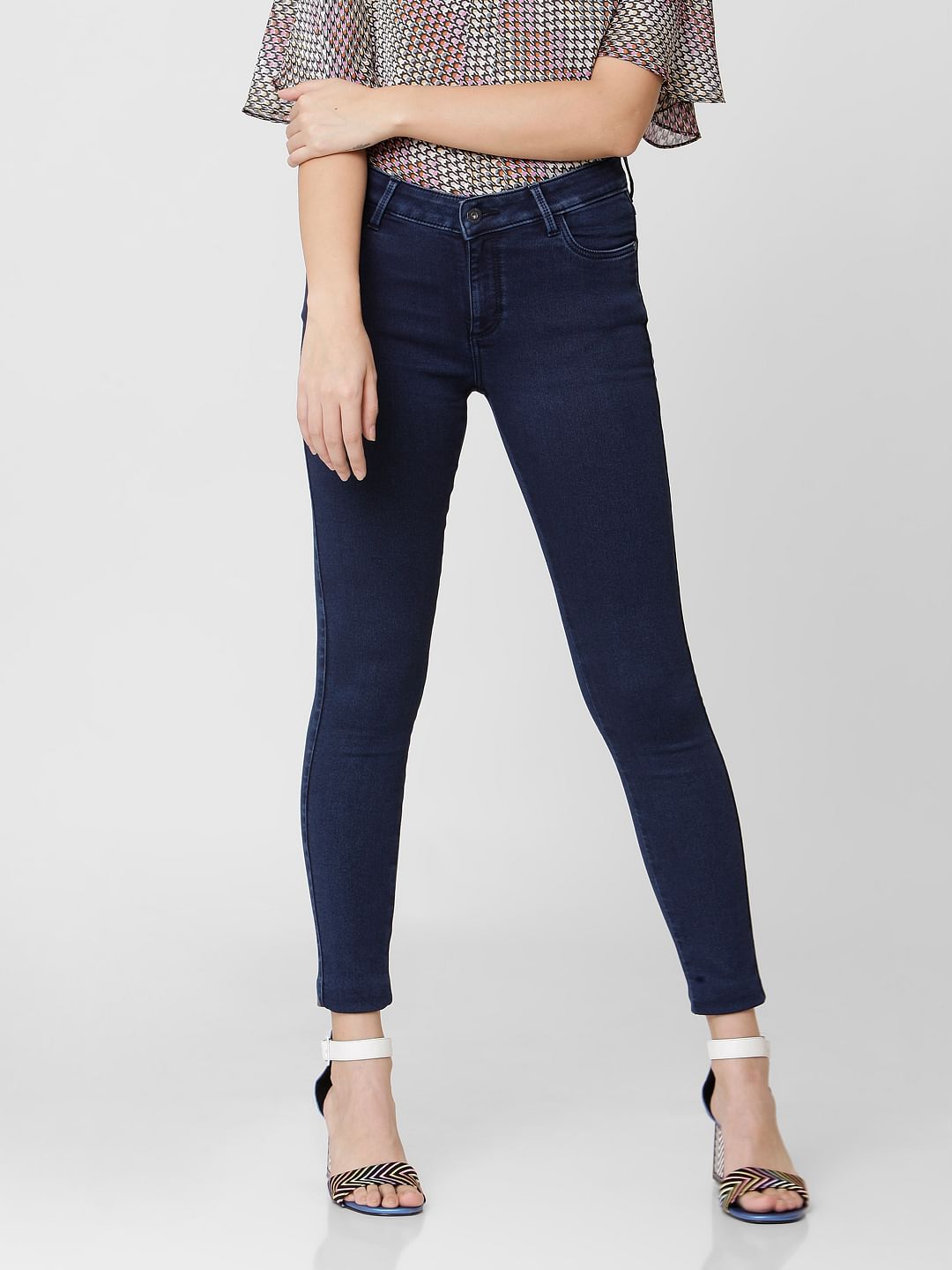 Blue Mid Rise Skinny Jeans