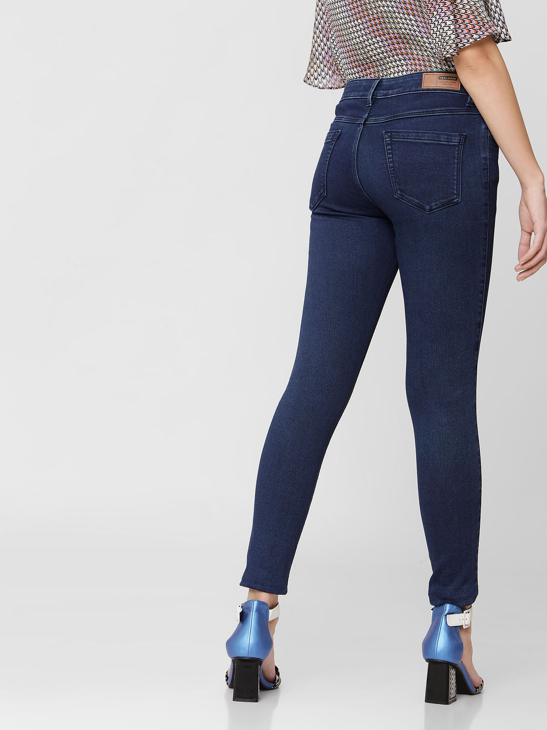 Blue Mid Rise Skinny Jeans