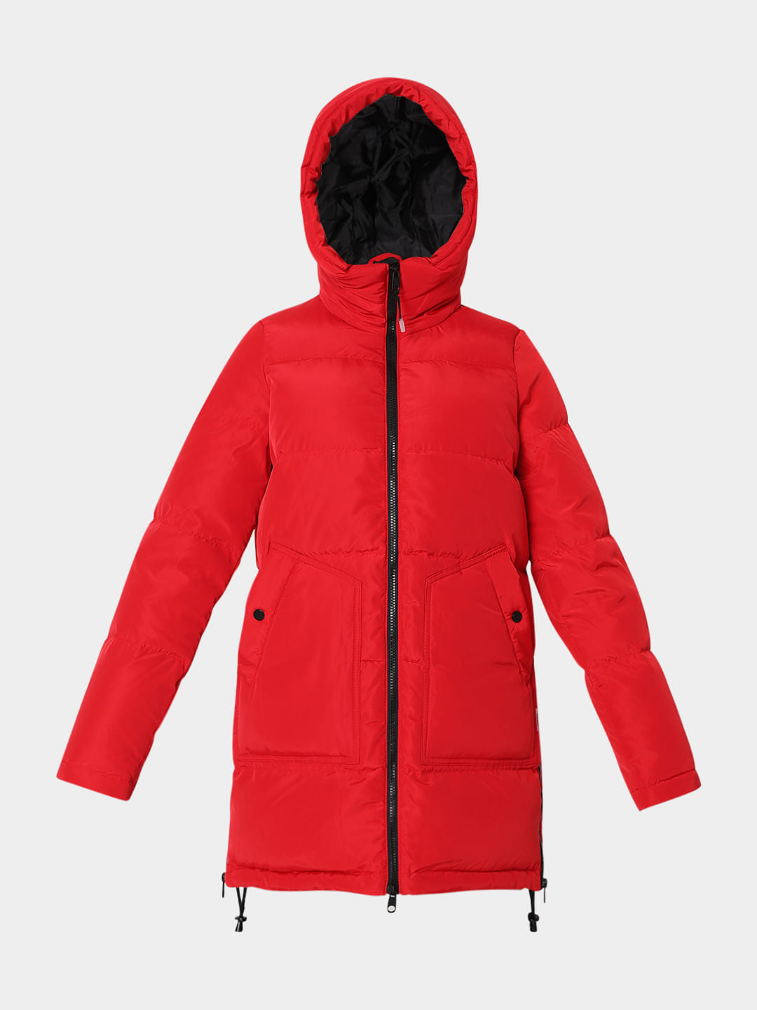 Red Quilted Down Puffer Jacket