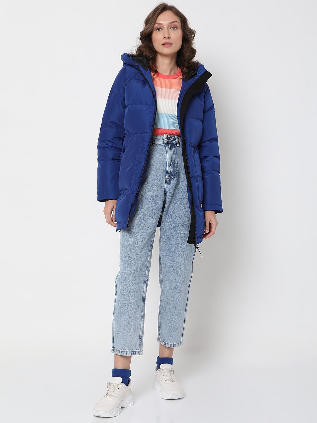 Blue Quilted Down Puffer Jacket