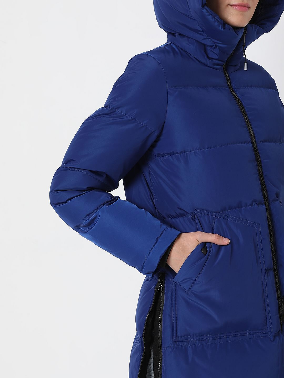 Blue Quilted Down Puffer Jacket