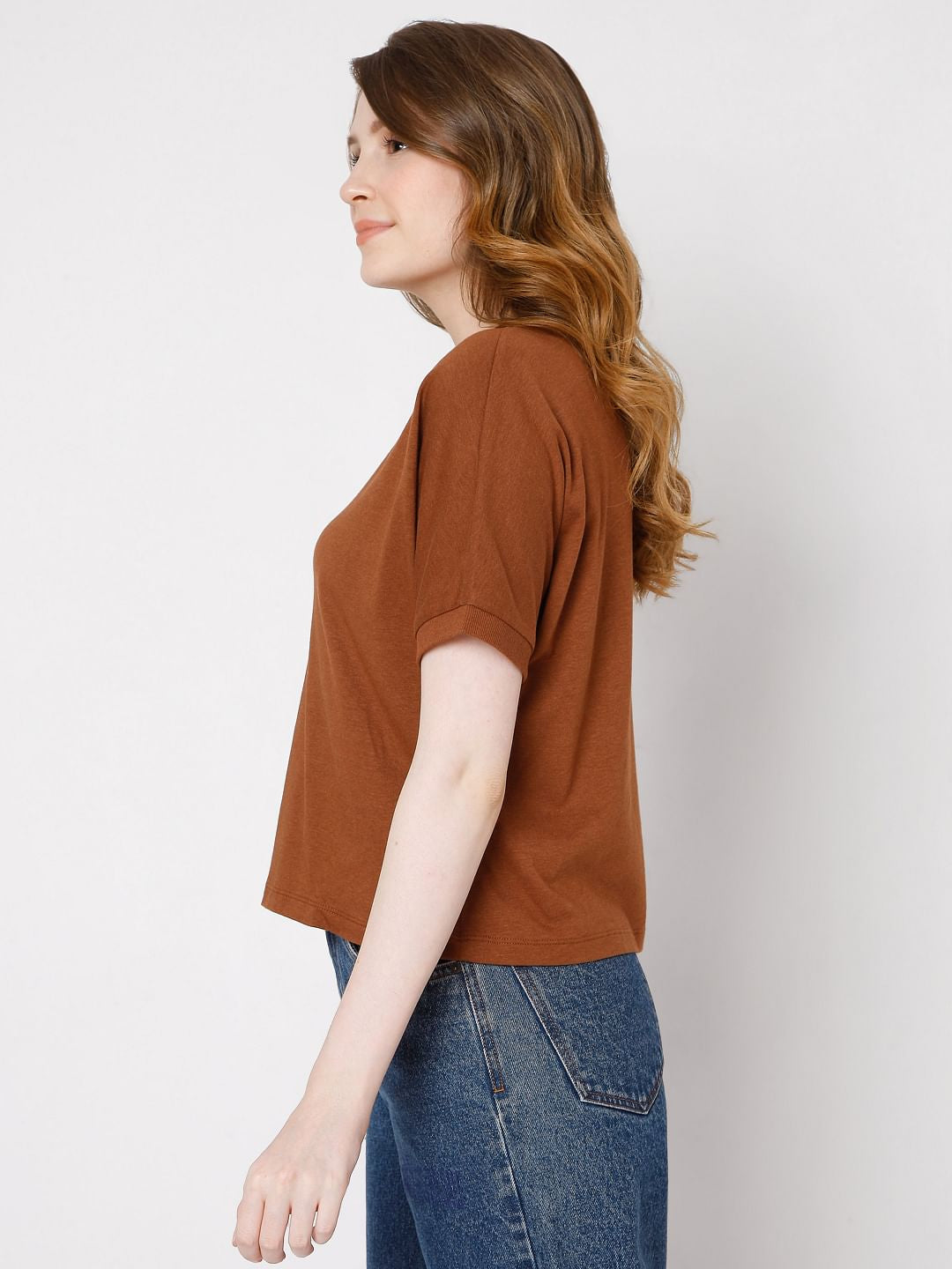 Brown Solid T-Shirt