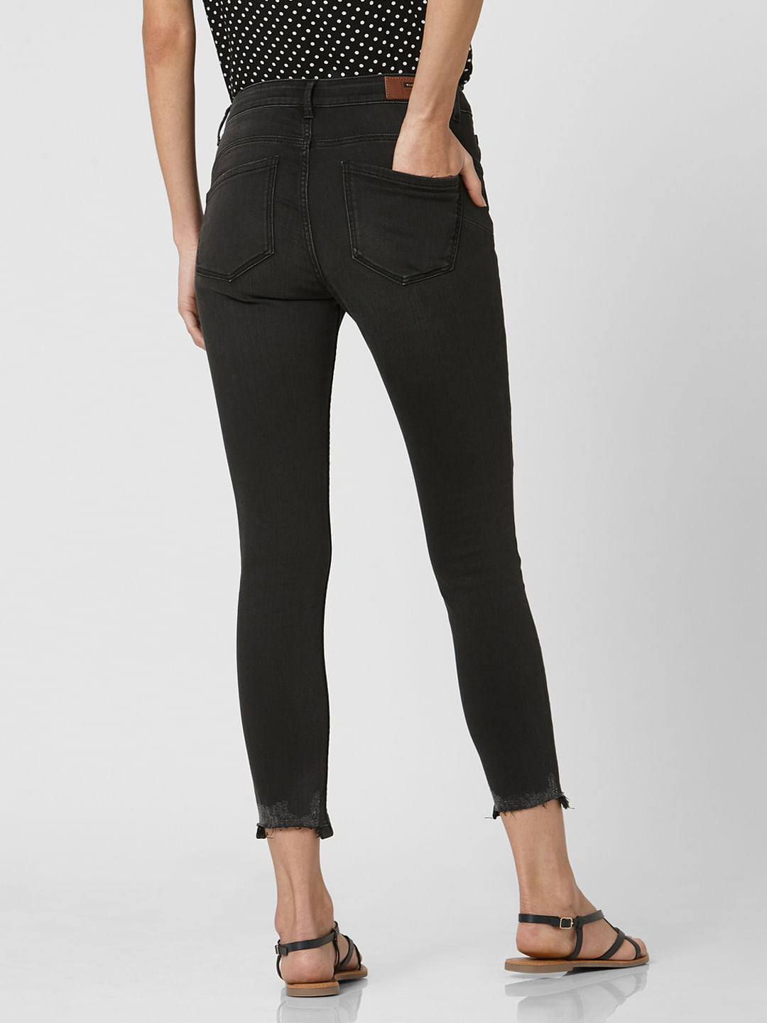 Black Mid Rise Cropped Skinny Jeans