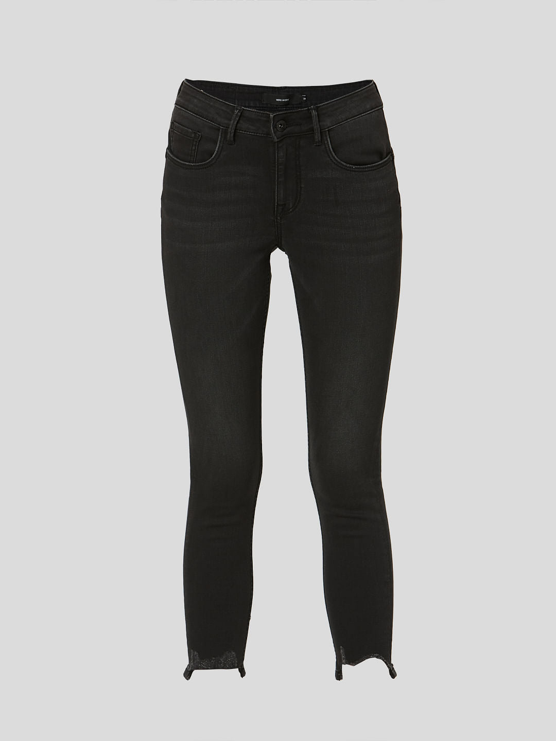 Black Mid Rise Cropped Skinny Jeans