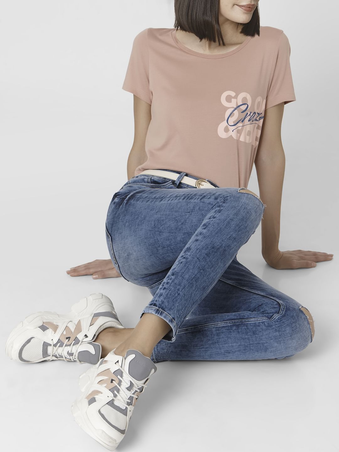 Blue Mid Rise Skinny Jeans