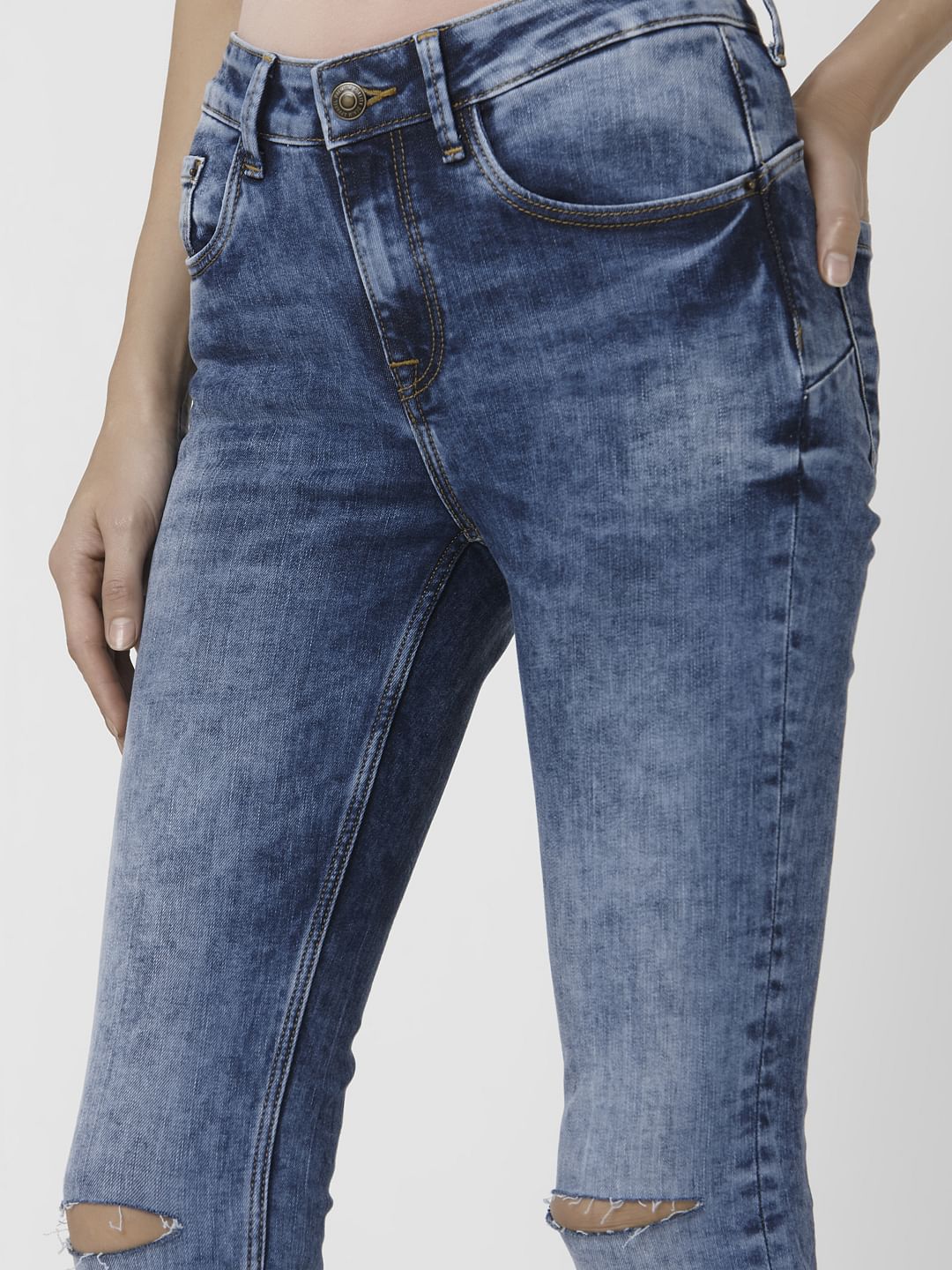 Blue Mid Rise Skinny Jeans