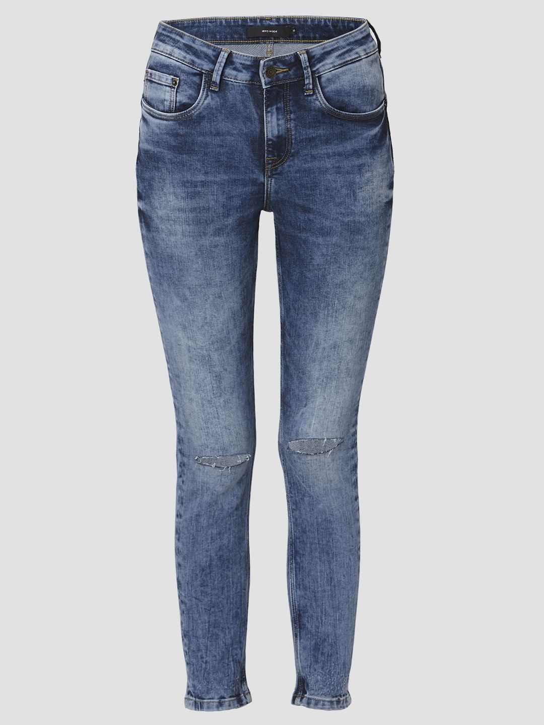Blue Mid Rise Skinny Jeans