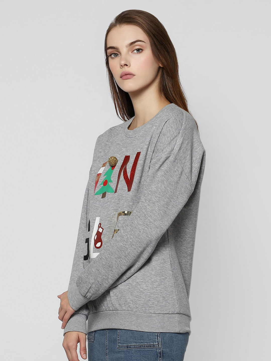 Grey Jingle Graphic Print Sweatshirt