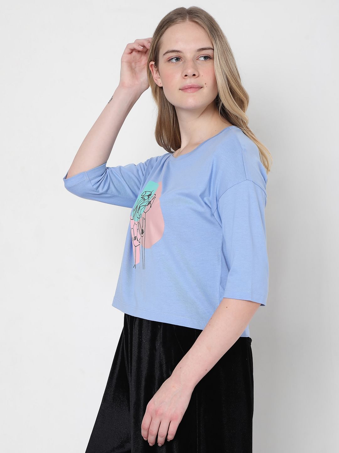 Blue Graphic Print T-Shirt