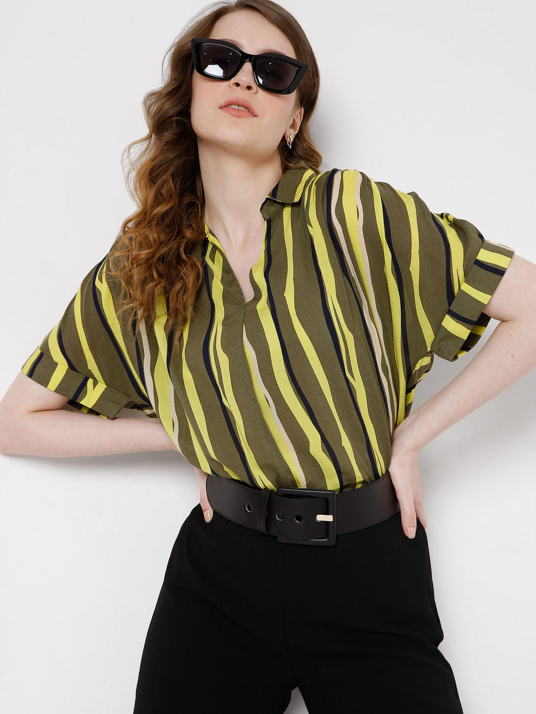 Green Vertical Stripe Top