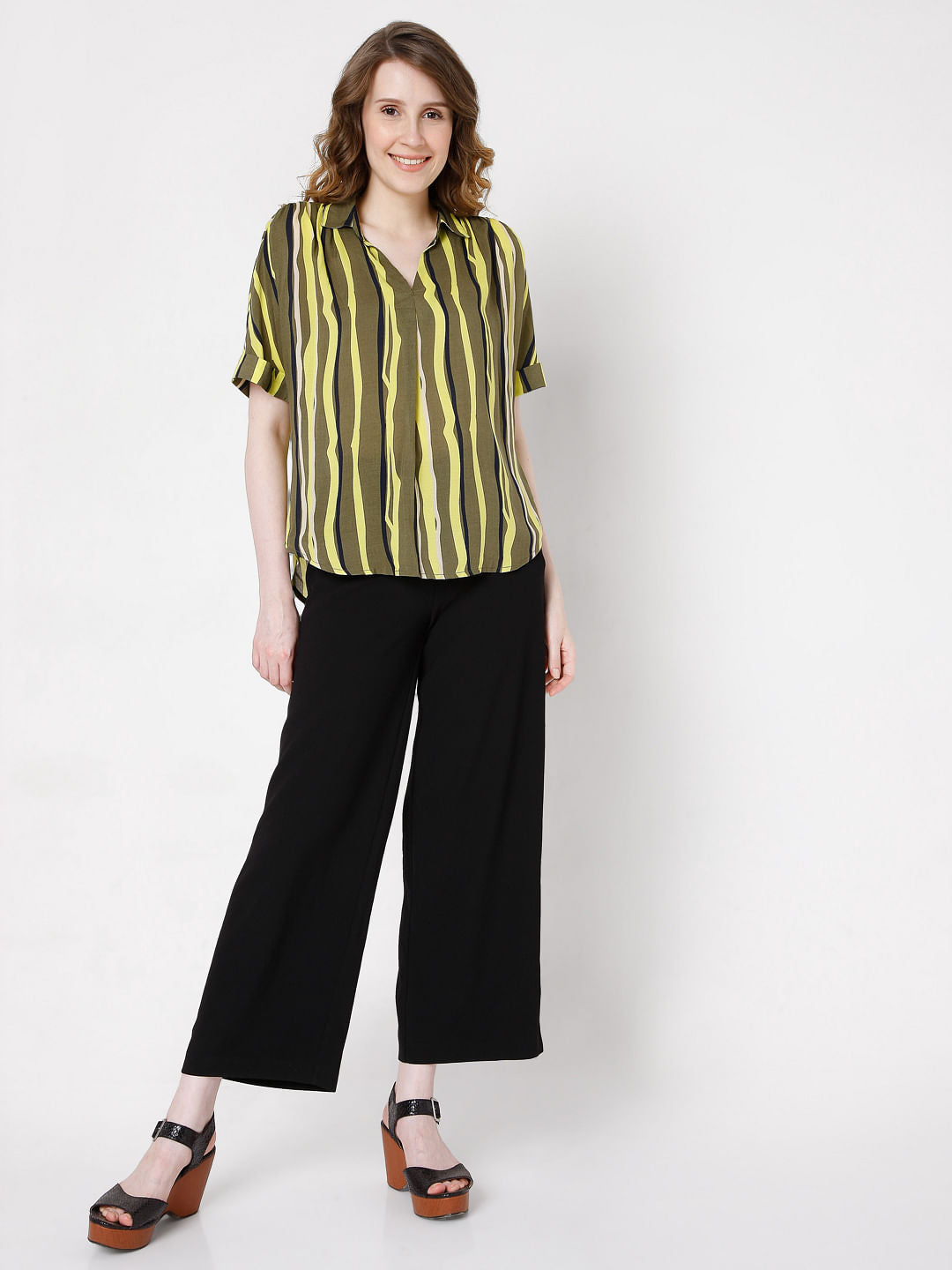 Green Vertical Stripe Top