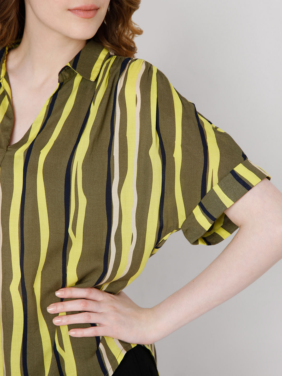 Green Vertical Stripe Top