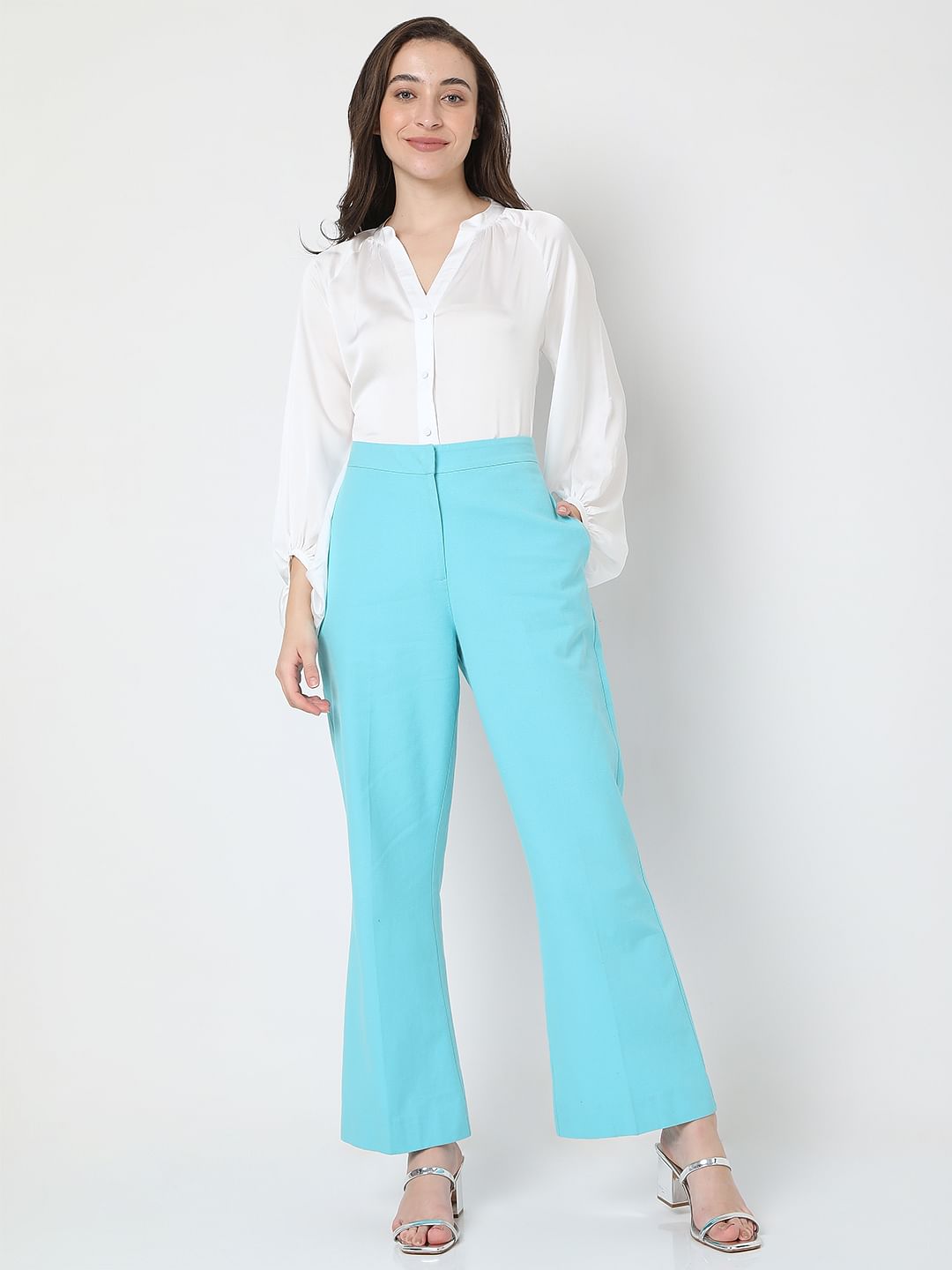 Blue High Rise Tailored Co-Ord Set Pants