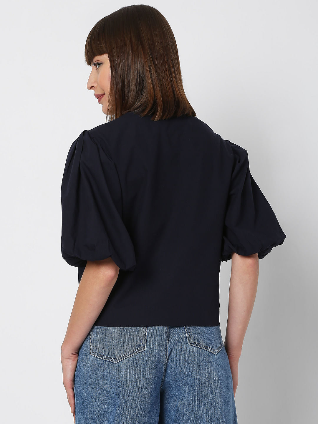Navy Blue Square Neck Top