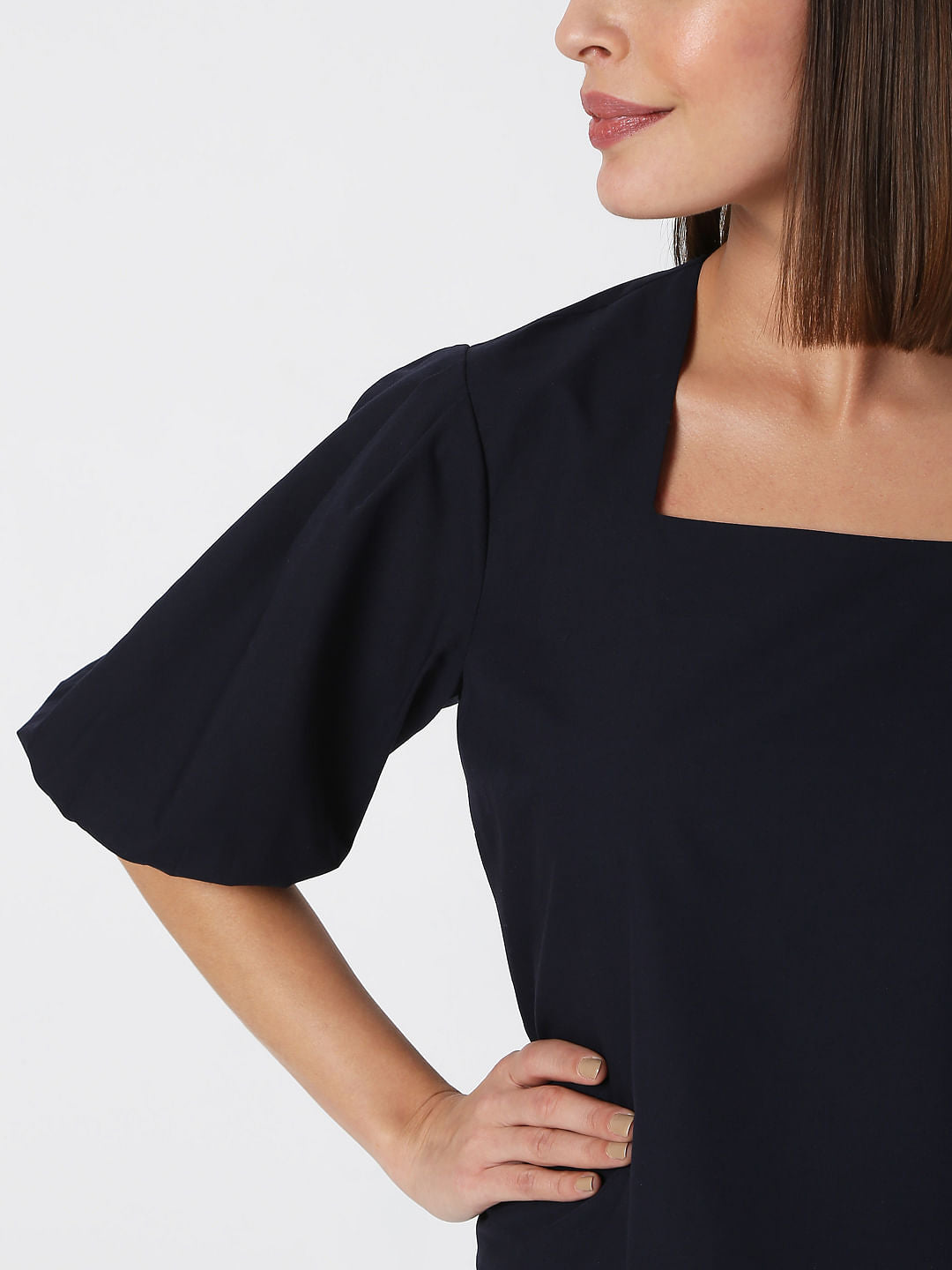 Navy Blue Square Neck Top